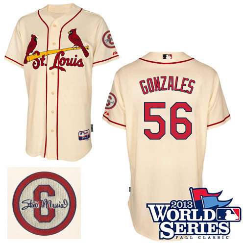 Marco Gonzales #56 MLB Jersey-St Louis Cardinals Men's Authentic Commemorative Musial 2013 World Series Baseball Jersey